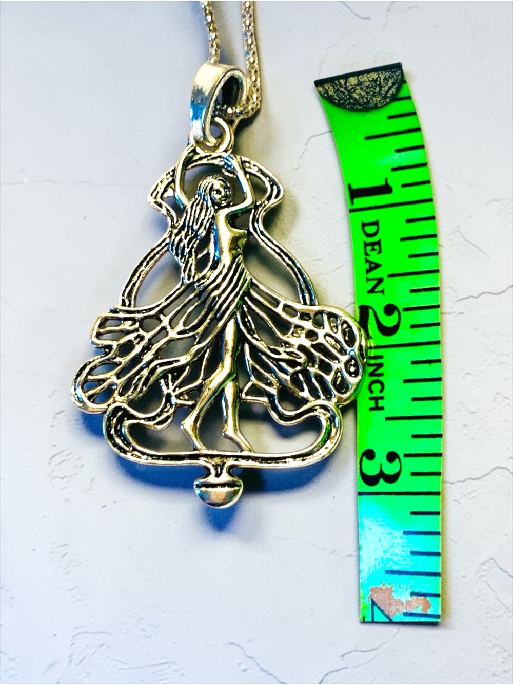 Silver Dancing Goddess Pendant Necklace Elegant Women's Jewelry. Handmade. - Picture 6 of 6